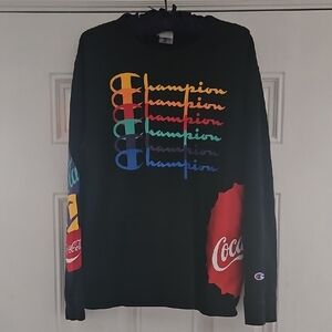 Champion Black Long Sleeved Coca Cola with Colorful Logo